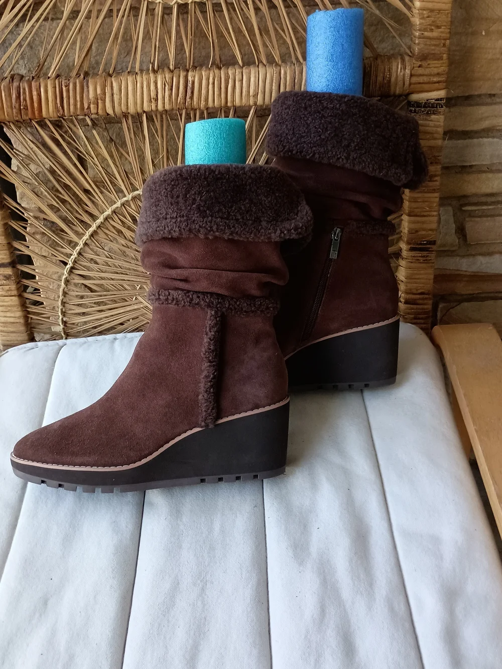 Anne Klein Women’s Brown Suede Shearling Cuff Winter Boots_10